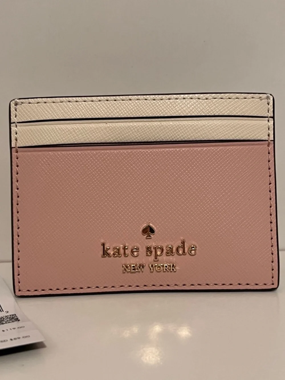 kate spade New York Pink & Cream Saffiano Card Holder